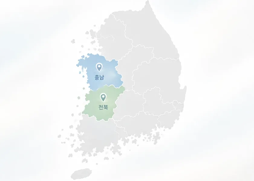 전북·충남 시공 지역 지도 일러스트